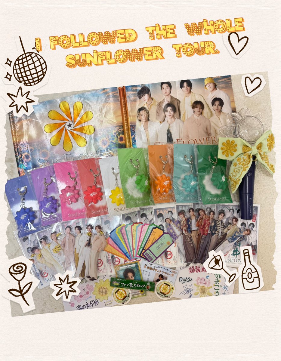 ryo_yy_fanta_2's tweet photo. 🌻🌻🌻🌻🌻🌻🌻🌻🌻🌻🌻🌻
ⓈⓊⓃⒻⓁⓄⓌⒺⓇ  全⑫公演制覇🙌✨

やってみたい！と思っていた全通！
叶えることができた😊

たくさんのお友達に会うこともできて
想い出がいっぱい🈵😍

FANTASTICS最高🔥
幸せな時間をありがとう🫶

#SF_FNT 
#PROMISE_FNT #FNTとの約束
#FANTASTICS #FANTARO https://t.co/eoIVavsh4p