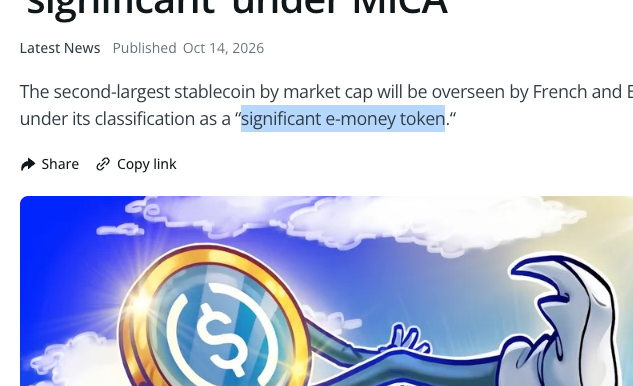 laeseem's tweet photo. GUYS THIS IS REALLY GOOD USDC MEME PAIR:
https://t.co/UVQLtdrv57

OFFICIAL EU LITERALLY CLASSIFIED USDC AS "significant e-money token" https://t.co/C6B4w1SZVV