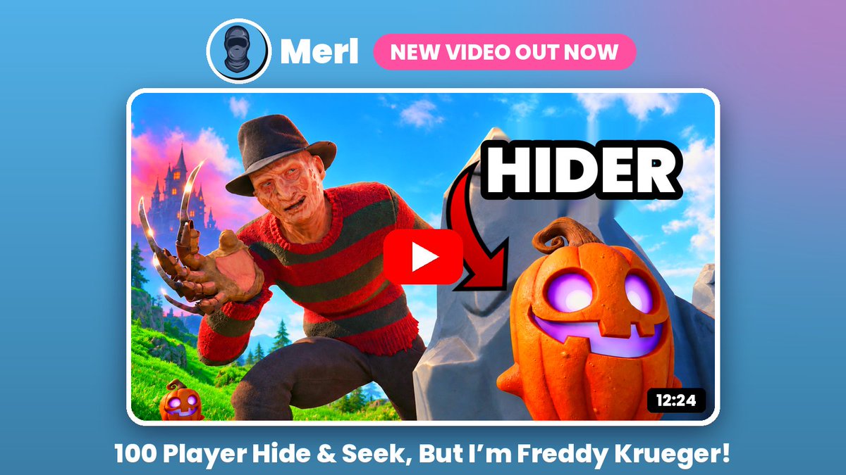 Merl's tweet photo. NEW YT VIDEO OUT! 🚨 Hide &amp; Seek, but I'm FREDDY KRUEGER (Check Comments) https://t.co/pOsBs0I08X