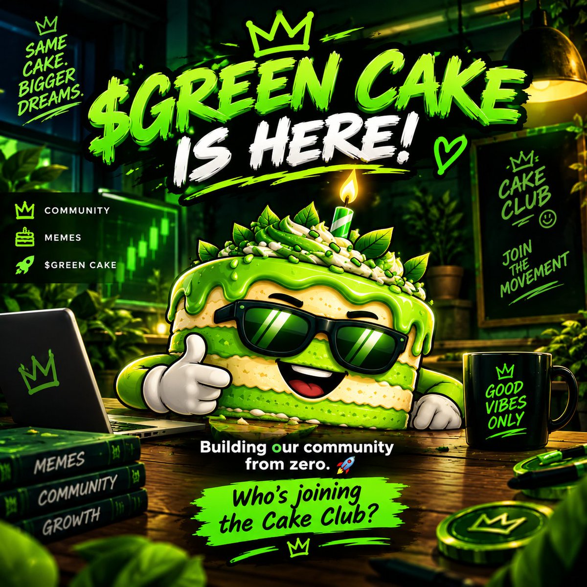 Greencakeq4's tweet photo. 🍰 $GREEN CAKE IS HERE! 💚
Building our community from zero. Who's joining the Cake Club? 🚀 https://t.co/4zf7ImHZgK