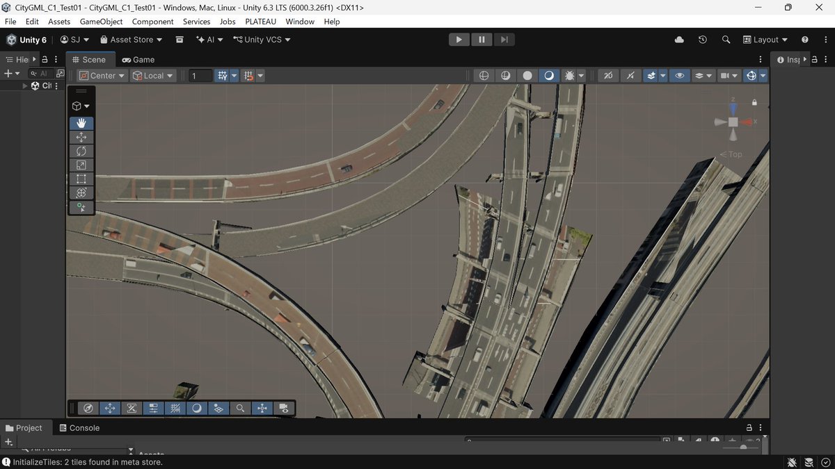 reis00_jp's tweet photo. 建物データをインポートしたら道路データのLOD3（細かいデータ）入ってなくて、それが入ってる別のデータをインポートしたら建物データが入ってない。
一筋縄ではいかないねぇ。 https://t.co/OSnwYDBoJw