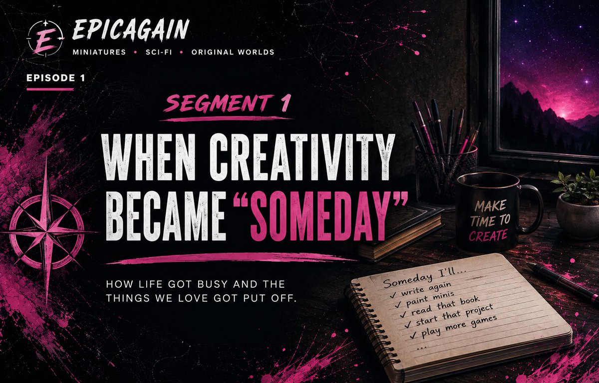 EpicAgainRP's tweet photo. Most adults don’t decide to quit being creative. We get busy.

The paints stay closed. The books stay unread. The project becomes “someday.”

Then five years pass.

Listen to Episode 1: https://t.co/zikBPad8pA https://t.co/9eb3pKdOWP