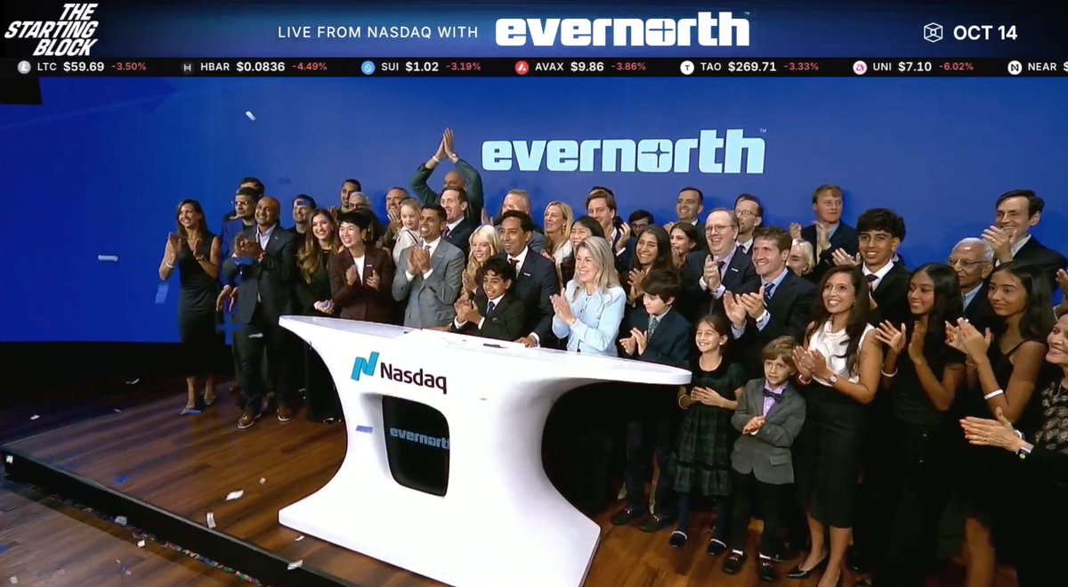 ChadSteingraber's tweet photo. Historic day as Evernorth, Ripple and XRP close the Nasdaq!!

🥳🎉🔔 https://t.co/SRWmnD46la
