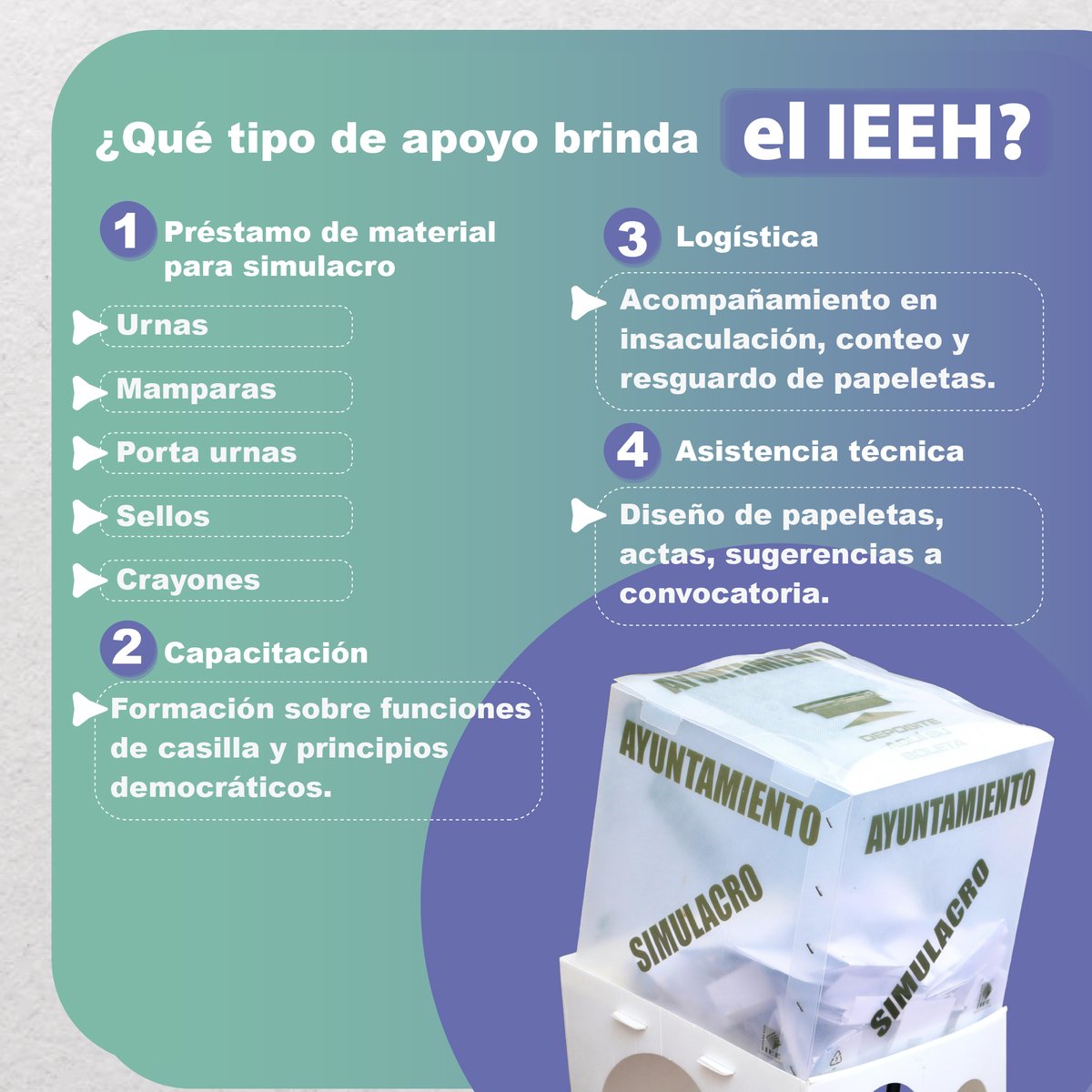 IEEHidalgo's tweet photo. 🗣️🙌 ||📌 Conoce las modalidades de apoyo disponibles.

🔎 Consulta el Protocolo para la realización de ejercicios de Elecciones No Constitucionales en: 🌐 https://t.co/AD3bRK17oP

Mientras tanto desde el #IEEH continuamos… 🙌 #ConstruyendoCiudadanía 🙌

🔵#ValorInstitucional https://t.co/KBwnEmanVi