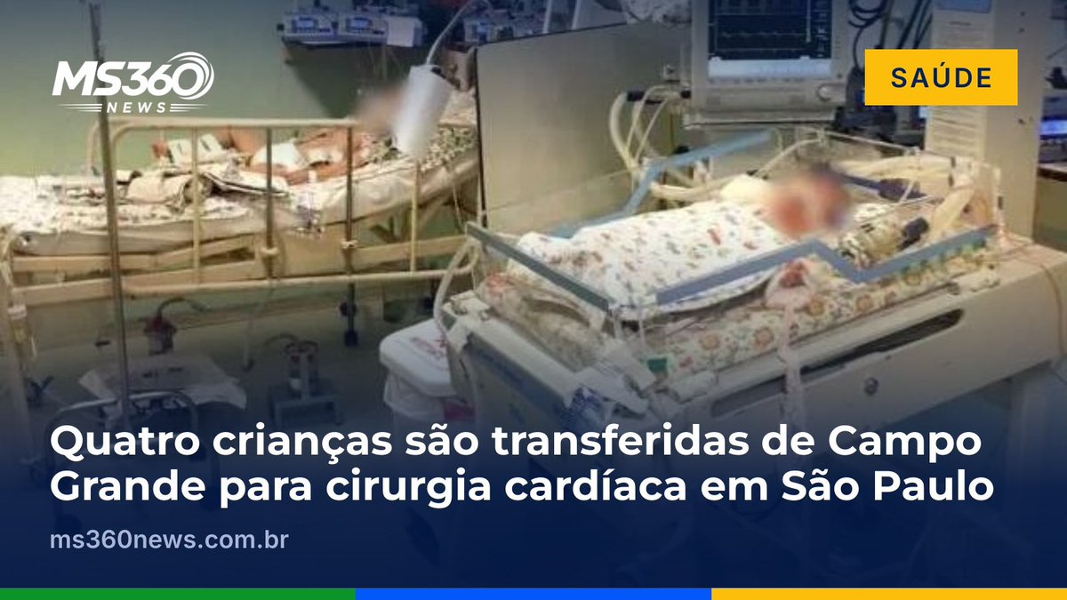 MS360News's tweet photo. Quatro crianças foram transferidas de Campo Grande para São Paulo para atendimento de cirurgia cardíaca; uma criança segue internada, à espera de atingir o peso adequado para a transferência.

#CampoGrande #MatoGrossodoSul

Foto: Reprodução/Campo Grande News https://t.co/SoZ6ZKAWmr