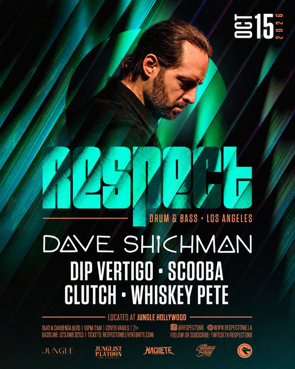 junglehollywood's tweet photo. 🔥 RESPECT DNB RETURNS TO JUNGLE HOLLYWOOD 🔥
This Thursday, Respect brings another heavy night with Dave Shichman leading the charge.
🎟️ Tickets: https://t.co/AHv99DJr42
#RespectDNB #JungleHollywood #DrumAndBass #DnBLA #BassMusic #LosAngelesNightlife #HollywoodEvents https://t.co/iY9FhhP3Ch