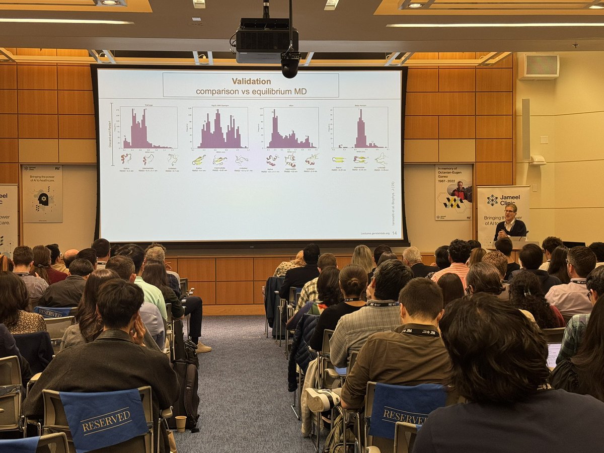 AIHealthMIT's tweet photo. Up next, @YaleMed’s @MarkGerstein talks about building world models to predict protein folding pathways 🧬 #MoML2026 https://t.co/uTgWIQZz0B