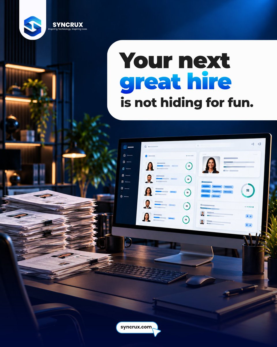 SyncruxAI's tweet photo. CompHR turns resumes into structured candidate profiles with AI-powered summaries, skills, experience, and role-match scores.

Visit Our Website: https://t.co/xP6kxSEB3z 
Visit Us: New York, NY 10001, US
#syncruxai #comphr #aihiring #resumescreening #recruitment https://t.co/ruXZ2aYotX