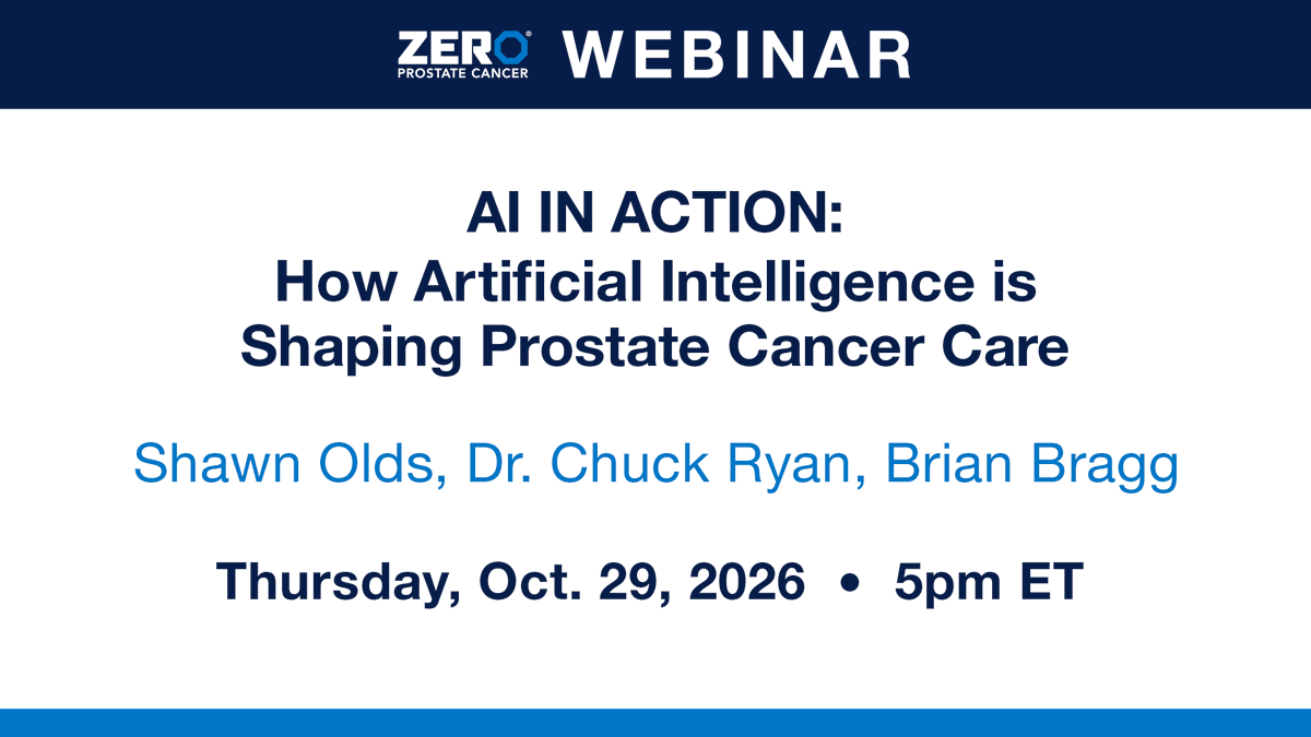 ZEROCancer's tweet photo. AI is already changing prostate cancer care. But what does that actually mean for you or someone you love?

Join us for AI in Action: How Artificial Intelligence is Shaping Prostate Cancer Care, a free webinar that breaks down what AI does in real-world prostate cancer treatment.

You'll hear from: 
• Shawn Olds, AI Expert
• Dr. Chuck Ryan, Oncologist

📅 Thursday, Oct. 29 | 5pm ET
Register free: https://t.co/1Qe2C49TDz

#ZEROProstateCancer #FreeWebinar #MedEd #AIinHealthcare #ProstateCancer #CancerCare