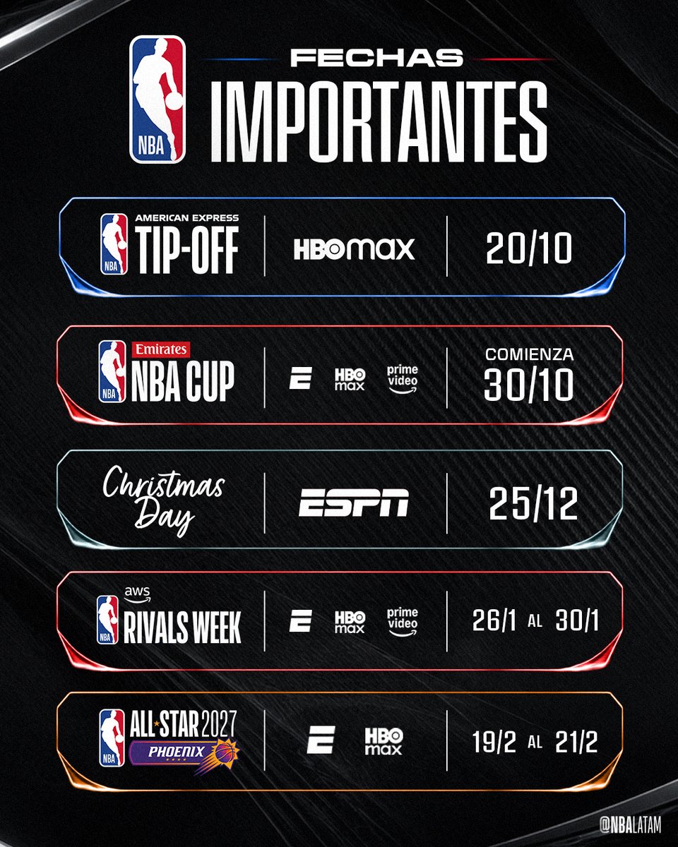NBALatam's tweet photo. Para tomar nota y no perderse ningún evento 🤩 https://t.co/gKJyALQE4p