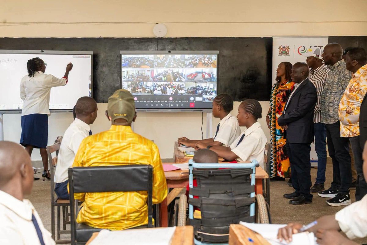 Jessymarutik's tweet photo. TRANSFORMING EDUCATION THROUGH DIGITAL TECHNOLOGY

H.E. President Dr. William Samoei Ruto led the National Digital Class Experience at Kiminini Comprehensive School, Trans Nzoia County, in a demonstration of the Government's commitment to transforming teaching and learning, expanding access to quality education and preparing Kenyan learners for a digital future. 

More than a demonstration of technology in the classroom, the exercise reflected the Government's resolve to make digital learning an integral part of Kenya's education system.

I was privileged to join His Excellency the President alongside the Principal Secretary, State Department for ICT and the Digital Economy, @tanuijohn , CBS, and ICT Authority Director of Programmes and Standards, Mr. Bwaley, as learners and teachers from different parts of the country connected in real time for a shared classroom experience.

 Seeing learners separated by hundreds of kilometres participate in the same lesson demonstrated what is possible when technology is deliberately integrated into education.

This commitment is already translating into tangible results. Through the Digital Learning Programme, implemented by the ICT Authority under the Kenya Digital Economy Acceleration Project (KDEAP), 10,382 public Junior Schools, representing nearly 50 per cent of all public Junior Schools, have been equipped with interactive smart boards and laptops. More than 64,000 teachers have also been trained to support digital learning.

As the President stated, the Government is targeting all public Junior Schools by April 2027, ensuring that more learners, regardless of their location, can benefit from technology-enabled education.

During the National Digital Class Experience, learners and teachers from 12 counties connected virtually with the President at Kiminini, including Baringo (Kabimoi JSS), Kakamega (Kakamega JSS), Elgeyo Marakwet (Kaptarkok JSS), Kericho (Kericho Township JSS), Uasin Gishu (Lemoru JSS), Marsabit (Marsabit JSS), Turkana (Nadwat JSS), Nyeri (Nyaribo JSS), Kisumu (Obambo JSS), Kiambu (St. George's JSS), Mombasa (St. Augustine JSS) and West Pokot (Tilak JSS).

The Cabinet Secretary for Information, Communications and the Digital Economy, @honkabogo , EGH, joined the experience virtually from St. George's Junior Secondary School in Ruiru, Kiambu County, while our Board Chairperson, Hon. Lily Ng'ok, led the ICT Authority team at Kericho Township Junior Secondary School in Kericho County.

At the @ICTAuthorityKE  , we remain committed to translating the government agenda on digital learning into practical outcomes for learners and teachers across the country. 

The significance of this initiative lies not merely in changing the tools used in classrooms, but in enriching the learning experience, strengthening digital literacy and equipping young Kenyans with the knowledge and skills to thrive in an increasingly digital world.