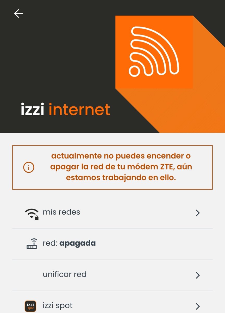 xMagiee's tweet photo. Hola @ayudaizzi, me pueden indicar que significa este mensaje? El módem se apago de repente y amaneció asi, entro a la app y me aparece el mensaje siguiente. https://t.co/lO2QZDJRcm
