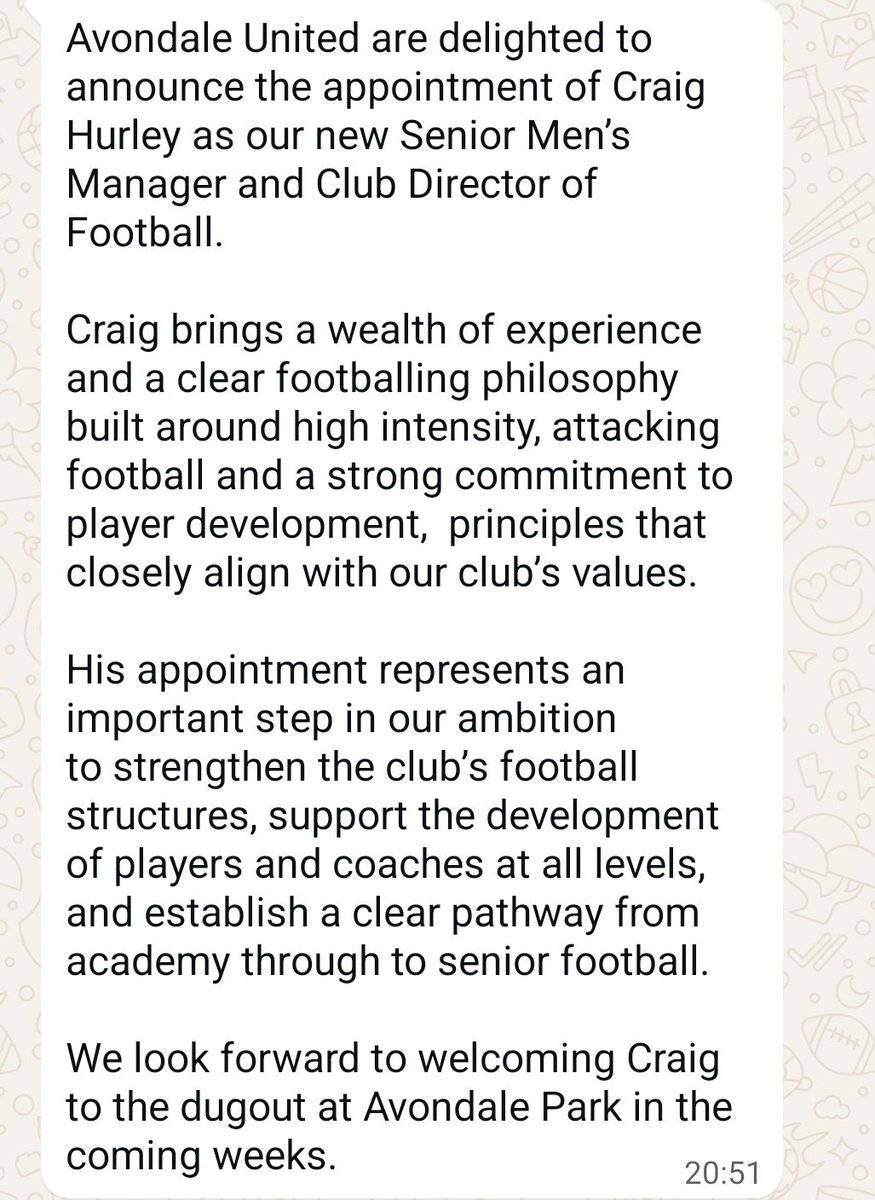 AvondaleUtdFC's tweet photo. Avondale United New Senior Management Appointment. https://t.co/dxpTX7qu70