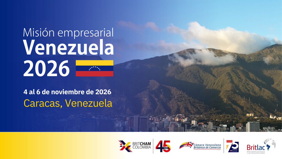 BritchamArg's tweet photo. 🇻🇪 Primera Misión Empresarial BritCham a Venezuela 2026
Desde BritCham Argentina compartimos esta iniciativa que busca fortalecer los vínculos empresariales y generar nuevas oportunidades de conexión entre mercados. https://t.co/tlZWLJoa4K
