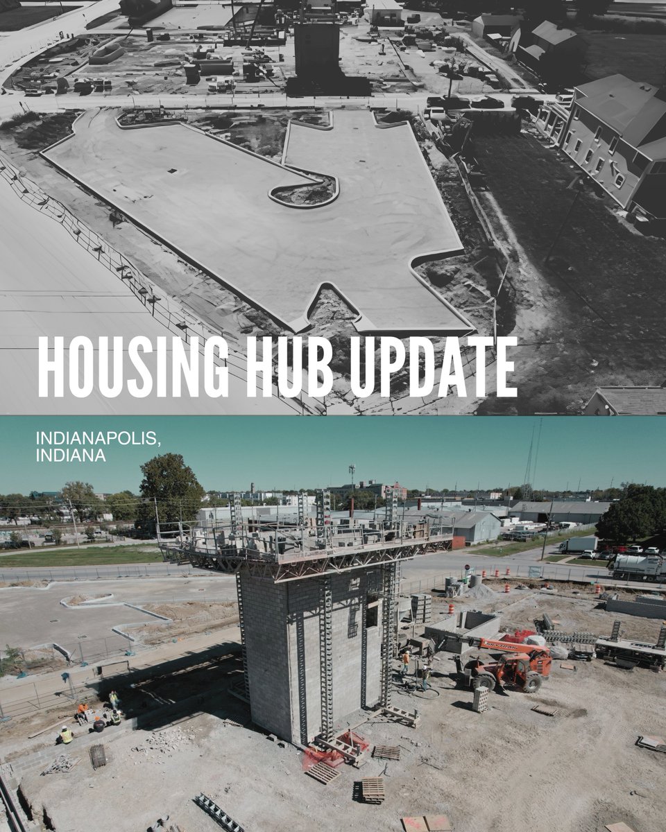 IndyOPHS's tweet photo. We're so excited to share that the Housing Hub has gone vertical! 

Indy's first low-barrier shelter and housing navigation center will be getting nearly $2.8 million dedicated to it in our proposed 2027 budget, and it is on track to open next year, complete with 150 beds and a pet facility! 

We can't wait to share more as progress continues.