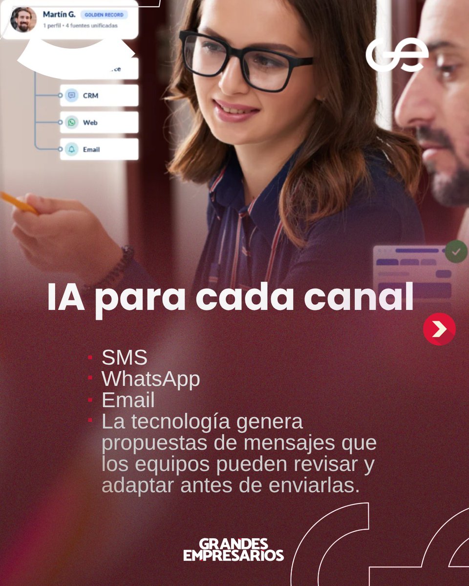 gdesempresarios's tweet photo. 🤖 @emBlueLatam amplía su plataforma con IA para crear mensajes en SMS, WhatsApp y email, integrar datos de clientes y diseñar experiencias omnicanal más personalizadas.

#emBlue #InteligenciaArtificial #MarketingDigital #CustomerEngagement https://t.co/pJF9DjcduX