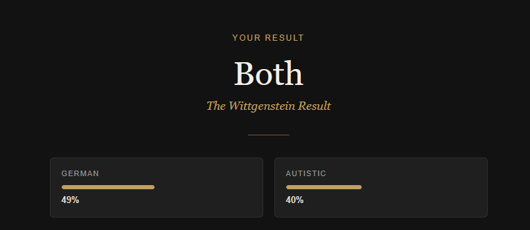 skylar__walker's tweet photo. I'm apparently more German than autistic, which is surprising because I'm not German. https://t.co/zT4lie3mAU
