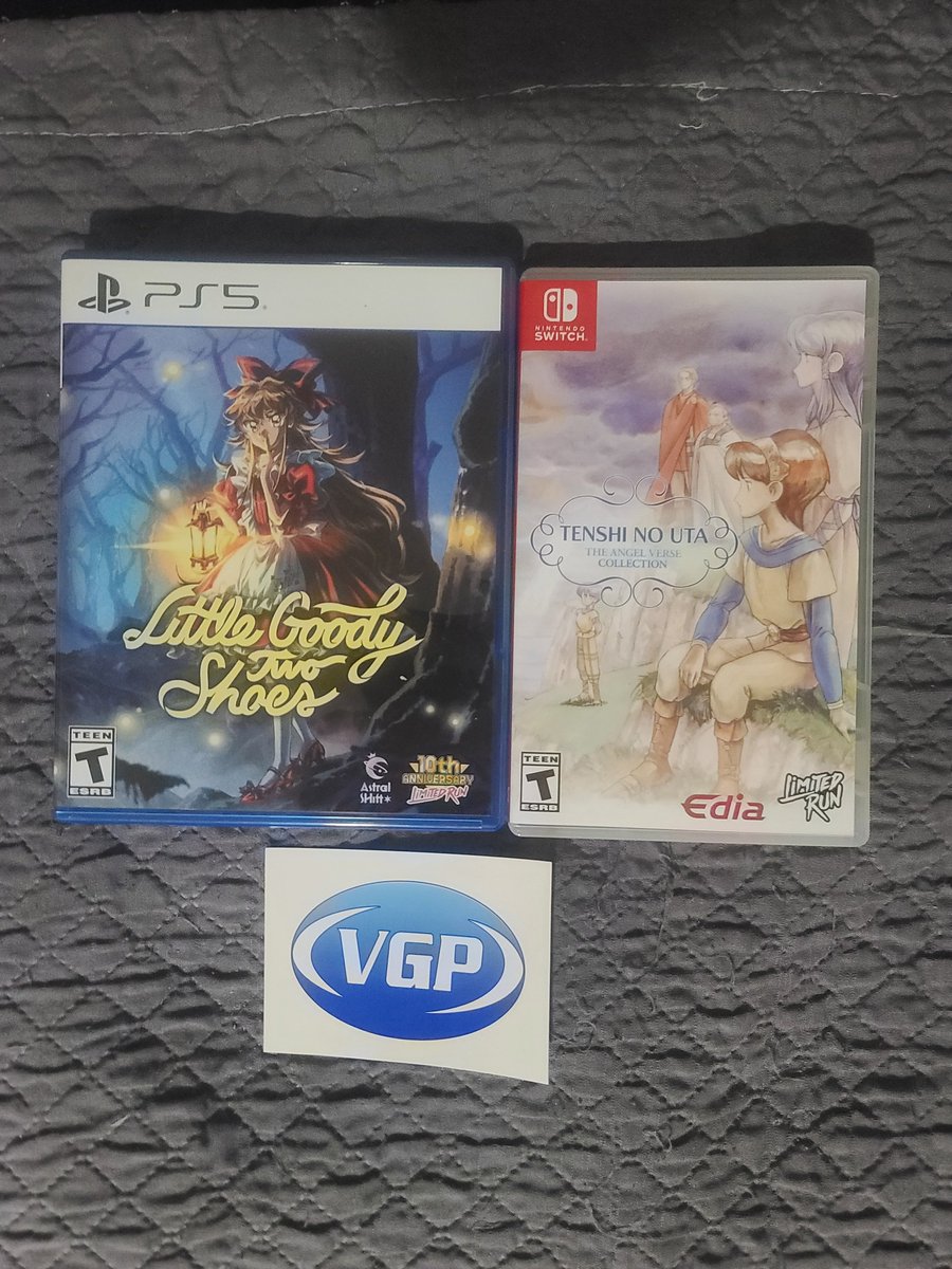 DragonMstrAlex's tweet photo. New pickups! Little Goody Two Shoes from @AstralShiftPro @SquareEnix @LimitedRunGames and Tenshi No Uta: The Angel Verse Collection from @edia_game. Did anyone else pick these up? Thank you so much @VideoGamesPlus_! #SwitchCorps https://t.co/vYirGlsiMo