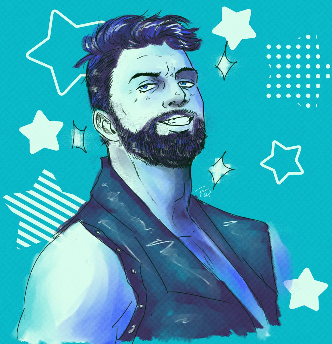 STREET_DODGER's tweet photo. first time drawing LA Knight kinda nervous. https://t.co/iqFoG3DLwD