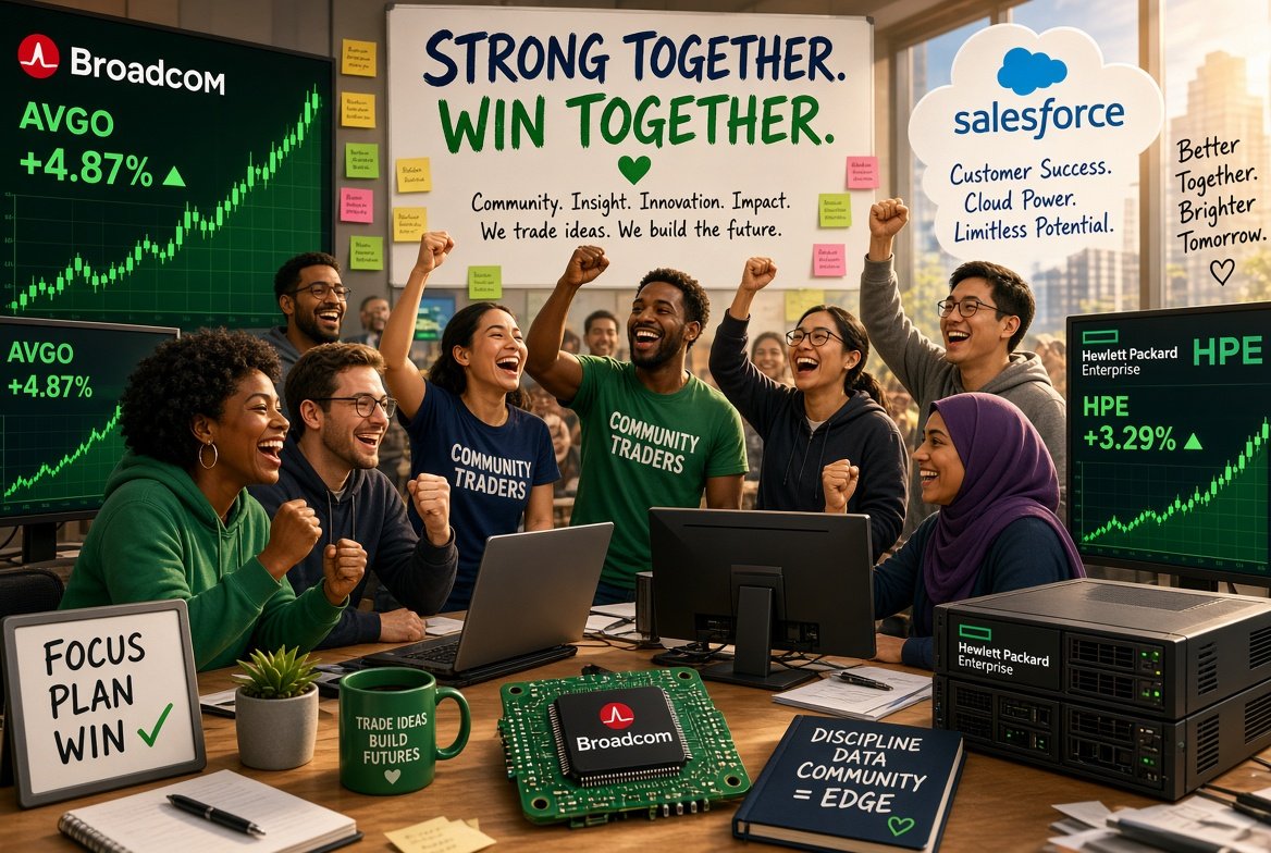 LoganCarter962's tweet photo. The best traders turn volatile days like today into opportunities. These three have the characteristics of leaders heading into tomorrow:$AVGO – Networking/AI infrastructure; quality name that sold off with the group.
$CRM – Software that showed relative strength in the Dow.
$HPE – Enterprise hardware tied to AI https://t.co/sRNKAhc0yz the habit with us. Follow and join the group—real community, real ideas, real accountability.
#TraderCommunity #AIInfrastructure #SoftwareStrength #EnterpriseHardware #Broadcom #Salesforce #HPE
