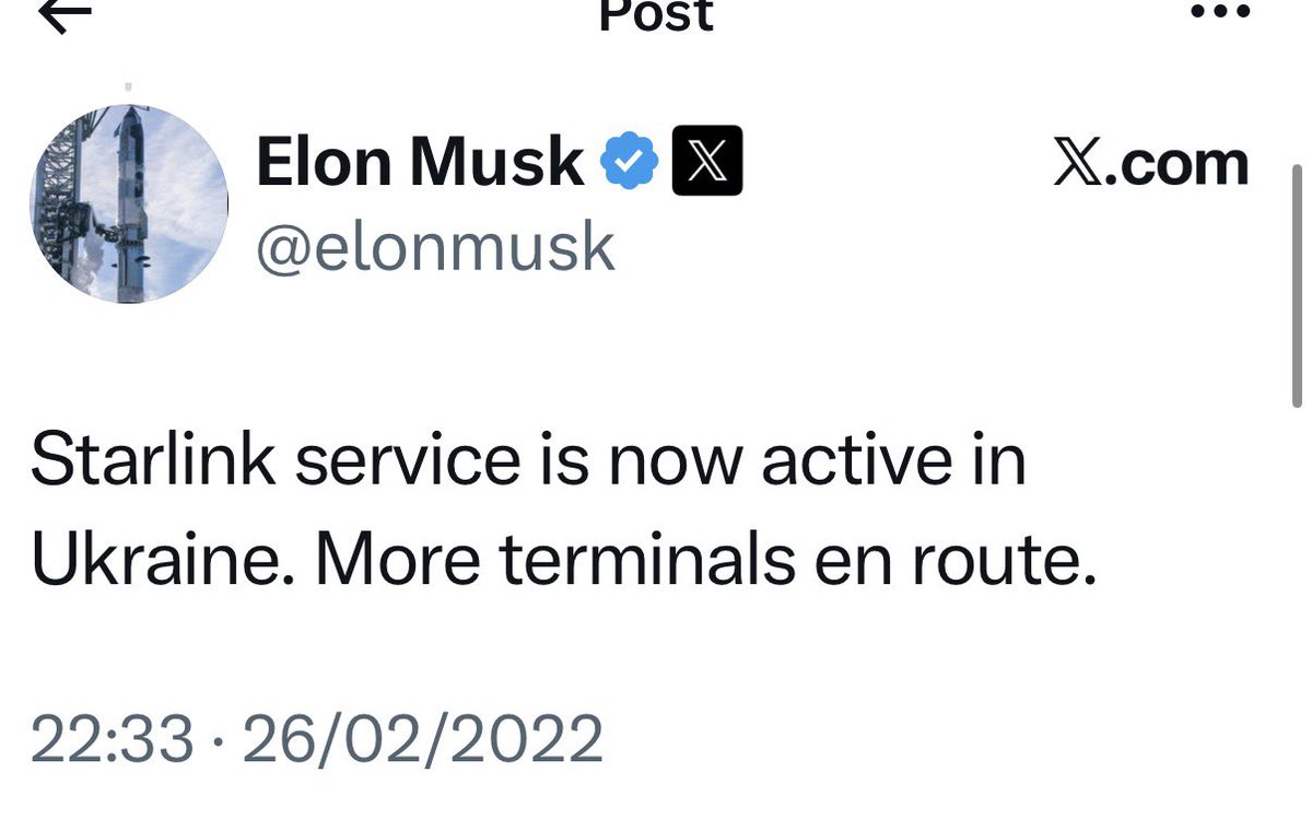 AndrewJGriffit1's tweet photo. @DC190572 @piersmorgan @ZelenskyyUa @PiersUncensored @elonmusk You can play semantics, President Zelensky calls it starlink, but while you play word games children die. https://t.co/sKr3NV5dHE