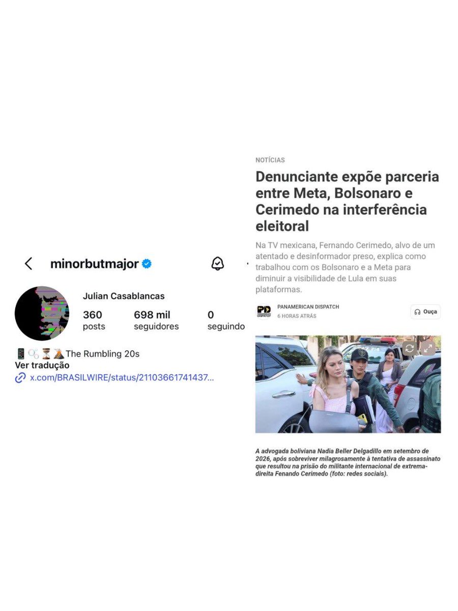 MidiaNINJA's tweet photo. Julian Casablancas (@minorbutmajor), vocalista do The Strokes, colocou na bio do Instagram um link para uma publicação que denuncia uma suposta interferência da Meta nas eleições brasileiras em benefício de Flávio Bolsonaro. https://t.co/gDZXgchFag