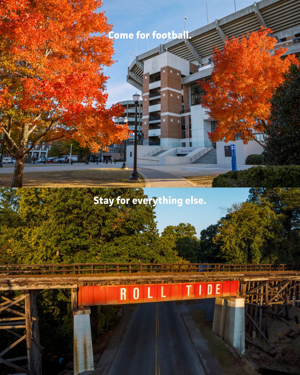 VisitTuscaloosa's tweet photo. Extend your football weekend to enjoy the other side of Tuscaloosa: delicious restaurants, beautiful hikes, lake views, festivals, and much more! #VisitTCL https://t.co/c66fwvGGqe