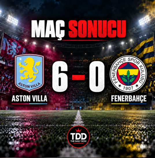 TheDailyD3sk's tweet photo. Aston Villa 6 - 0 Fenerbahçe MAÇ SONUCU

Villa Park'ta skor 3-0 idi. Fenerbahçe nerede hata yaptı?🤔

Yorumlarınızı bekliyoruz! 👇

#Anket #AVFCvFB #UCL #Fenerbahçe #TheDailyDesk https://t.co/vdA0Yi4GLs