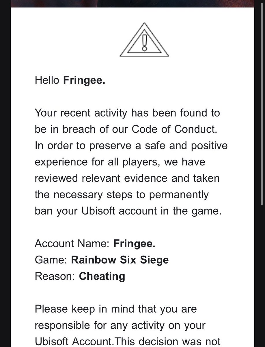 Frjngee's tweet photo. Second False Ban Lets Go Ubisoft Lets Keep Ruining The Company 🙌🙌🙌 @UbisoftSupport https://t.co/bhqcTja40H
