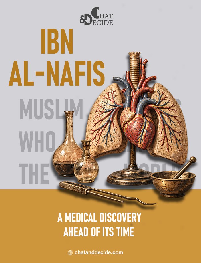 GuideToIslam1's tweet photo. Ibn al-Nafis: A Medical Discovery Ahead of Its Time

The physician Ibn al-Nafis studied the heart and lungs and gave an important description of how blood passes through the lungs, what became known as pulmonary circulation. 

Rather than simply repeating earlier medical authorities, he challenged some of their ideas and proposed a different understanding of blood flow. 

This achievement stands among the great chapters in the history of Islamic medicine.#MuslimGeniuses #MuslimScientists #IslamicGoldenAge #ChatAndDecide