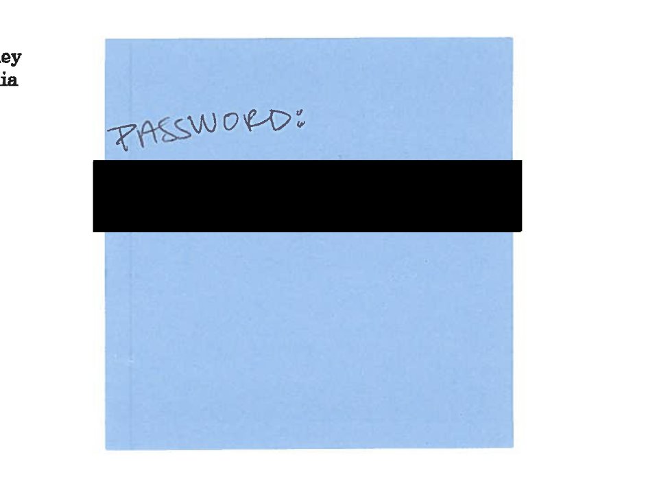 DemocracyDocket's tweet photo. UPDATE: The DOJ's letter included a USB drive containing the list of people it flagged, along with a handwritten password on what appears to be a...sticky note. https://t.co/bufdlk8n1y