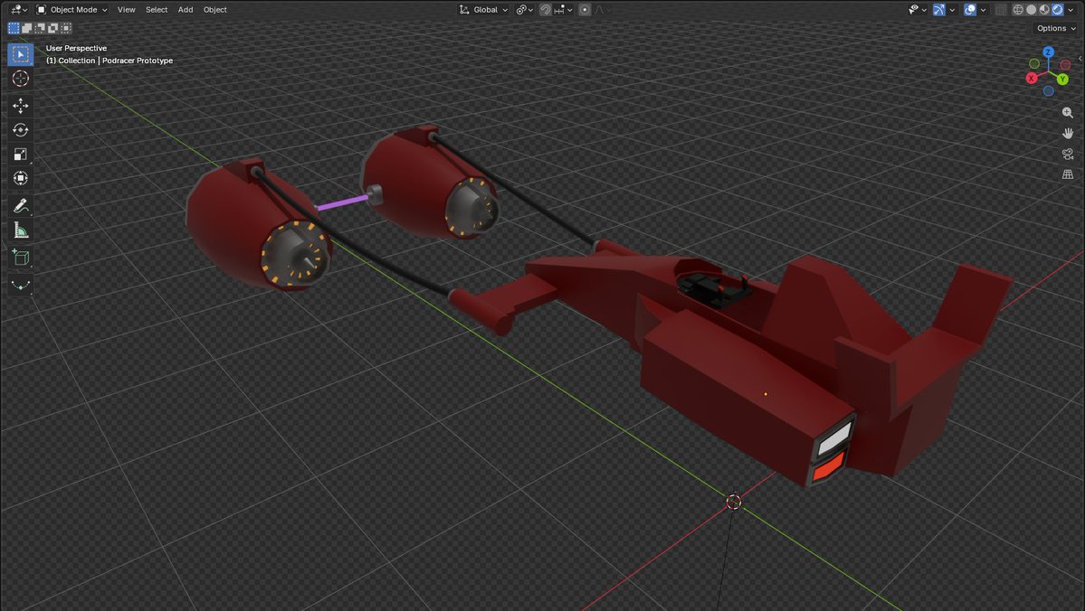 TheSlayerO64's tweet photo. Made my own Podracer. 

#StarWars #GalacticRacer #Blender3D https://t.co/CF0b3UqooS