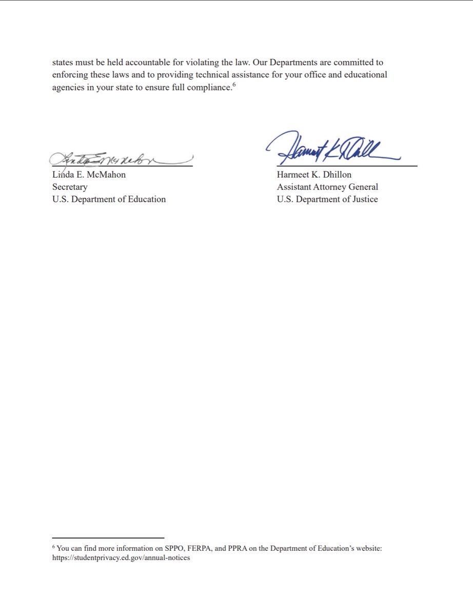 AGToddRokita's tweet photo. Parents—not government bureaucrats—have the fundamental right to decide whether schools can subject their children to surveys, screenings, or evaluations that probe their mental health, political beliefs, or private family matters.

A recent joint letter from @usedgov and @TheJusticeDept delivers a clear warning: Schools must obtain written parental consent before administering sensitive student surveys and evaluations as required under the Protection of Pupil Rights Amendment (PPRA). Where written consent is required, simply giving parents an opportunity to opt out is NOT enough.

The PPRA is an important safeguard that many Indiana schools have ignored without consequence for decades. Thankfully, this Administration has made its enforcement a priority.  Parents who believe their rights have been violated can file a federal complaint through the U.S. Department of Education’s website.

Our children do not belong to the government. Parents have the natural right and moral authority to direct their upbringing. That authority must be respected in every Indiana classroom.