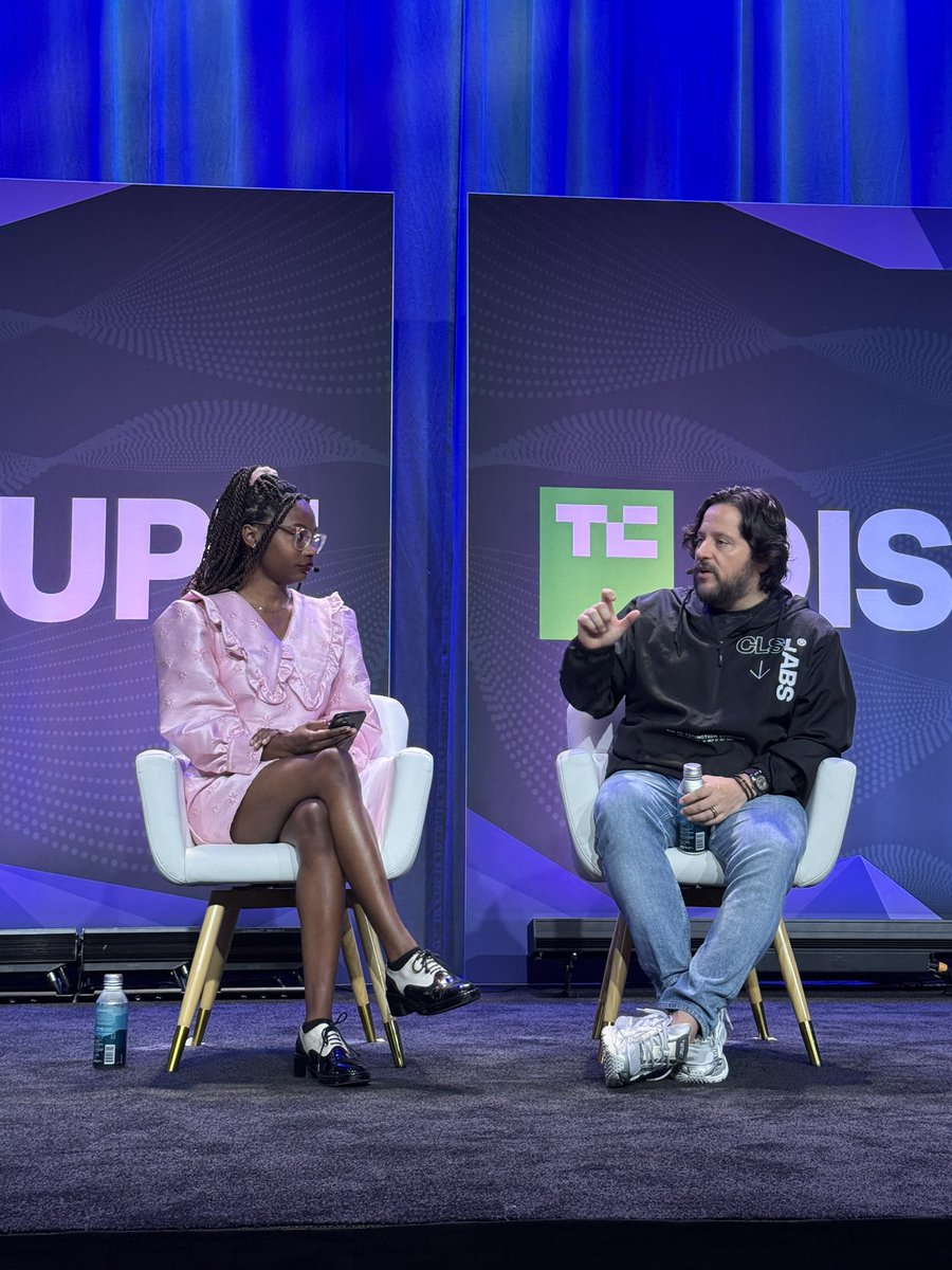 contentnow's tweet photo. Catching up on species rewilding with @colossal @BenLamm #techcrunchdisrupt2026 https://t.co/SPUQQurNTx
