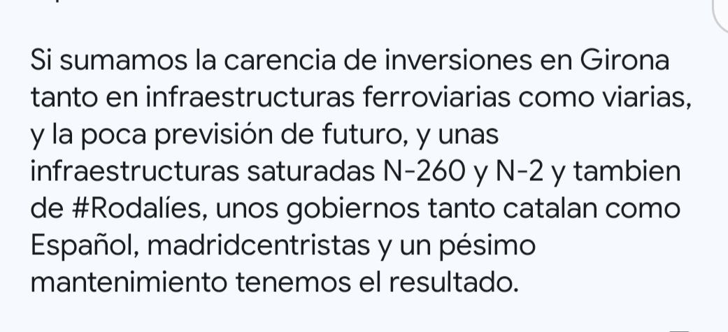 Metatron19's tweet photo. @SanzVitorio @joanbague @oscar_puente_ @jasantano @salvadorilla @SilviaPaneque @manelnadal63 @DiputacioGirona @Renfe @Transxte @rodalies @govern @JuntsxCatMadrid @AfectRodalies @retardsrodalies @TrensDignesEbre @defensemR3 @TrenArnau @jcanadellb @vadorverges @Marta_Serrano @jmreniu @nurovira75 @Adif_es @PSOE @sanchezcastejon @socialistes_cat @Esquerra_ERC @junqueras @AjuntamentFlaca @ParramonPere @aena @HectorPalenciaR @GPPopular @PPSenado @InesGranollers @gabrielrufian @IsidreGavin @MarcLamua @Blanca_Cercas @LluisaBlanch @peremacias1 Si sumamos la carencia inversiones en Girona tanto en infraestructuras ferroviarias como viarias,y la poca previsión de futuro,y unas
infraestructuras saturadas N-260,N-2 y tambien de #Rodalies,unos gobiernos tanto catalan como Español, madridcentristas y un pésimo
mantenimiento https://t.co/OpAwPZFZca