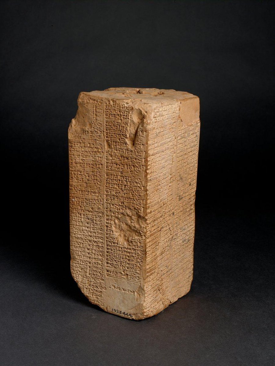 JasonWilde108's tweet photo. The Sumerians recorded eight kings who ruled for 241,200 years before the Great Flood. 

Nearly 4,000 years ago, Babylonian scribes preserved a document known as the Sumerian King List. 

One surviving version, recorded on the Weld Blundell Prism around 1800 BCE, describes a world that existed way before the Flood.

According to the text, kingship originally descended from heaven and was established at Eridu.

The first king, Alulim, reportedly ruled for 28,800 years.

His next up, Alalgar, ruled for another 36,000 years.

At Bad Tibira, another king named Enmenluana supposedly reigned for 43,200 years.

The text actually gives these numbers to individual rulers.

Eight kings. 
Five cities. 
A combined 241,200 years of rule.

The Flood then blasts over the land, ending this crazy period of kingship.

After, the text states that kingship came from heaven again, this time in Kish. 

The reigns eventually became way shorter, and the list began incorporating rulers independently known from history.

It's fascinating how it presents a succession of named kings, ruling identifiable cities, with specific lengths of reign.

Archaeologists generally interpret the big numbers as mythological or symbolic. 

That's a reasonable position. 

But I think the question deserves a little more consideration.

Why did these ancient scribes preserve such extraordinary reign lengths? 

Why associate them with a civilization that supposedly existed before a catastrophic flood? 

And why describe kingship as something that repeatedly come down from heaven?

We know Eridu, Kish, and several other cities in the list were real places. 

We also know the document eventually enters recognizable historical territory.

To me it leaves us with a crazy ancient story that myth doesn't get to take away what they were literally saying.

Were they exaggerating, was it allegory, or was it literal?

I don't know. 

But 241,200 years is a nuts number to assign to just eight dudes.