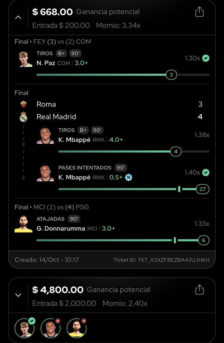 BernardoPicks's tweet photo. Día muy positivo de Champions con @AguilaPick y cobramos 4 de 6 collabs ✅✅✅

También cobramos la promo de @Draftea_Mexico y llevamos 3 consecutivas 💰 https://t.co/aNBF0EfHCm