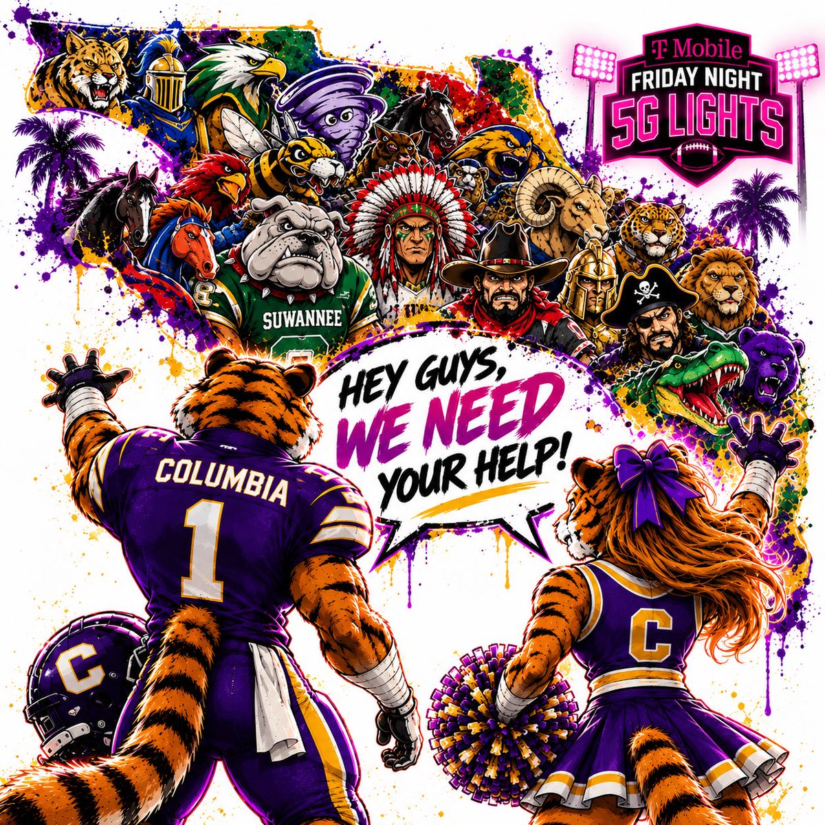 CHSTigerPride_'s tweet photo. We may be on opposite sidelines on Friday nights, but right now, weโre all on the same team! ๐๐ค
FLORIDA, WE NEED YOUR HELP! ๐ซต Vote DAILY for Columbia High School in T-Mobileโs Friday Night 5G Lights contest!
#FN5GL #Entry #ItAintOurFault #OwnYourIMPACT @tmobile
https://t.co/LVduXnNJwY