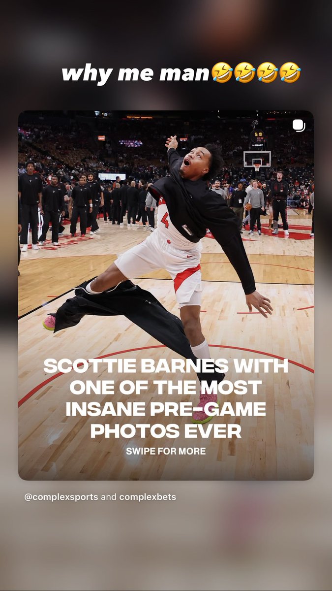 Ballislife's tweet photo. Scottie Barnes on IG: "Why me man? These damn pants" 🤣🤣🤣🤣 https://t.co/tHxiHt2mYf
