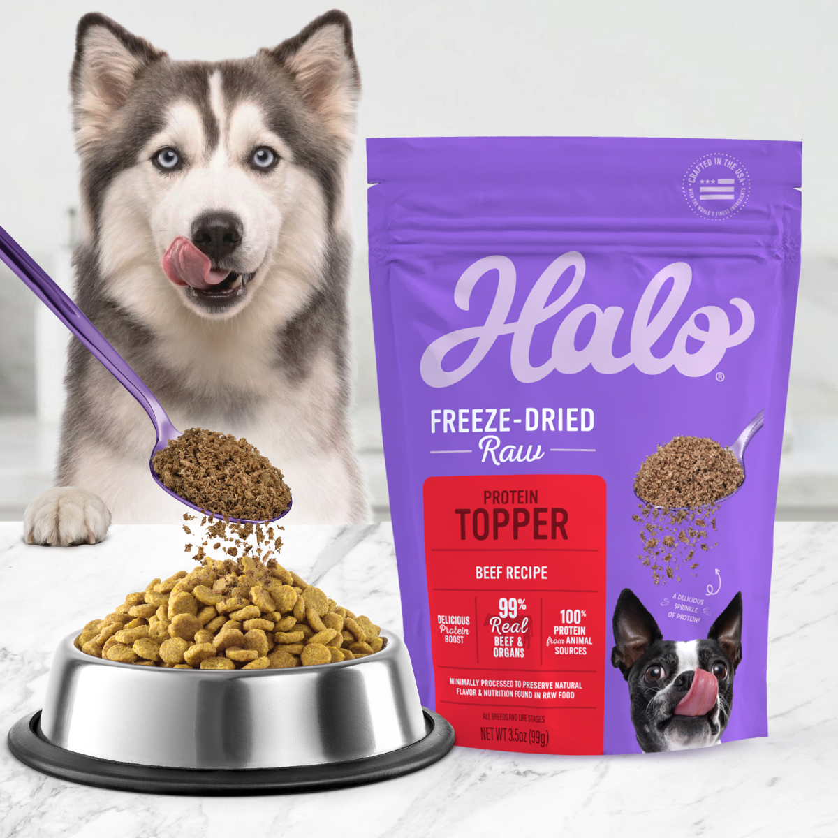halopets's tweet photo. spooky season. scary-good dinner. 👻

our freeze-dried raw beef topper adds extra protein and delicious beefy flavor that even the pickiest pups can’t say no to. 🎃

sprinkle, serve, and let the disappearing act begin. 🪄 https://t.co/73f693O8ZC