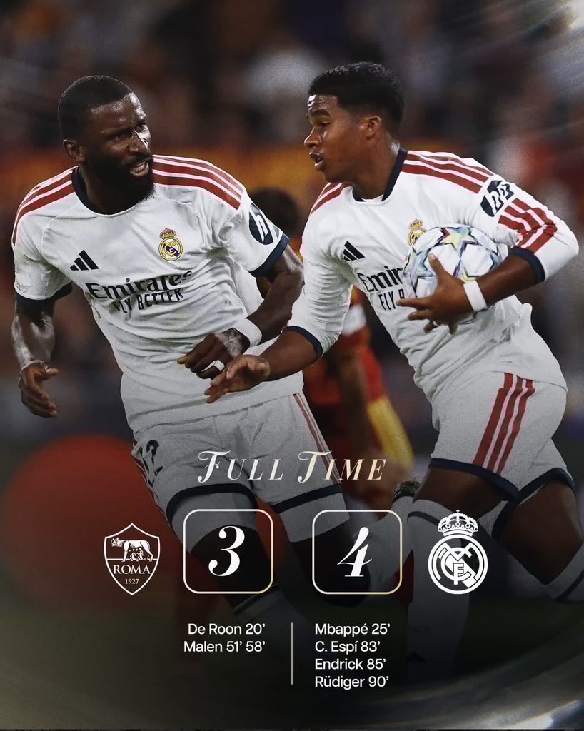 UTDAlex8's tweet photo. 🚨Toni Kroos on Real Madrid’s dramatic 4-3 Champions League victory over Roma:

“You can never write Real Madrid off in the Champions League. Never! Until the final whistle blows, you’re not safe against this club. Roma learned that the hard way tonight.

This is what separates Real Madrid from everyone else. Barcelona can win La Liga, dominate possession and enjoy their football, but the Champions League is a completely different battlefield.

Real Madrid have a relationship with this competition that you cannot explain with statistics alone.

Eight minutes against Real Madrid in the Champions League feels like an eternity, just as 90 minutes at the Bernabéu feels like a lifetime for any visiting team.

That’s the fear and pressure this club puts on its opponents.

However, let’s be honest. There are still serious problems to fix. Some players need to be dropped because Madrid struggled to find their rhythm until certain players were substituted.

You cannot keep relying on late comebacks every time you play in Europe.

“Real Madrid’s Champions League DNA is special, but DNA alone cannot win every game. The quality is there, the history is there, and the mentality is there.

Now they need consistency.

Never underestimate Real Madrid in this competition. You can dominate them for 89 minutes, but if the referee hasn’t blown the final whistle, you might still be the team going home with nothing.”