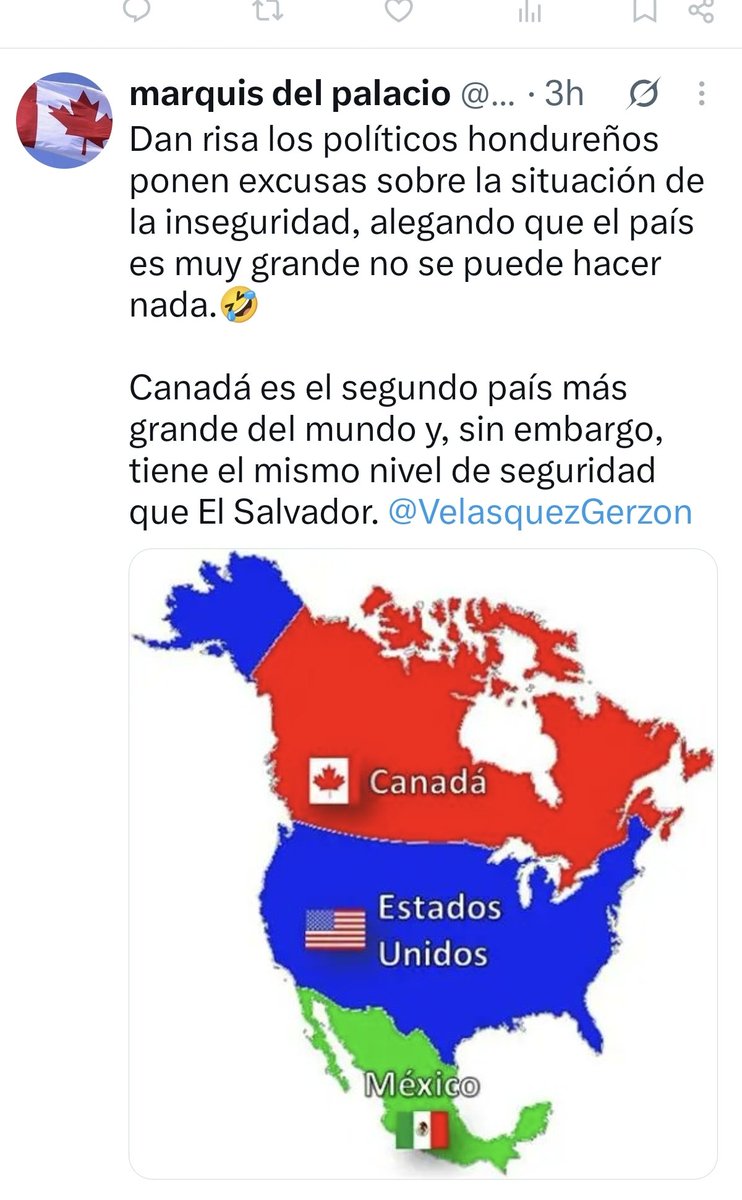 Agrocaleb3's tweet photo. @HCHTelevDigital Es que Honduras es muy Grande y el Salvador es Diminuto. Llegas al Amatillo y te vas a Pata y en 3 Cuadras estas en San Salvador... jajajaja 
Pobre Ineptos. Complejo de Grandeza jajajaja https://t.co/xNX9YR5lp8