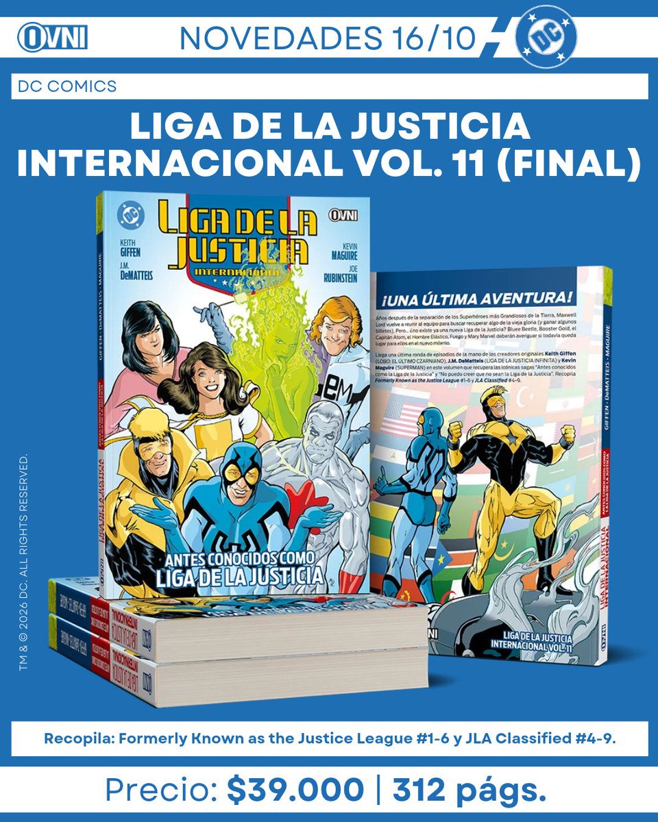 Ovnipressedit's tweet photo. [NOVEDADES] ¡Este viernes llegará a todas las tiendas LIGA DE LA JUSTICIA INTERNACIONAL VOL. 11 (FINAL)!

¡UNA ÚLTIMA AVENTURA!

#JLI #LigadelaJusticiaInternacional #OvniPress #DCComics https://t.co/YoL9PVYkVw