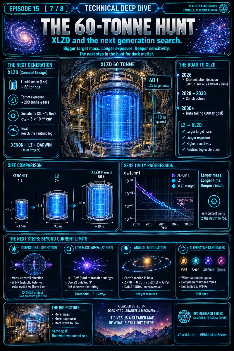 Jace_blog's tweet photo. THE 60-TONNE HUNT

XLZD aims to scale the search with about 60 tonnes of liquid xenon and a target exposure of 200 tonne-years.

A larger detector and longer observation could probe rarer interactions, not guarantee discovery.

The next generation looks deeper.

#DarkMatter #XLZD https://t.co/SSWyLwq5O3