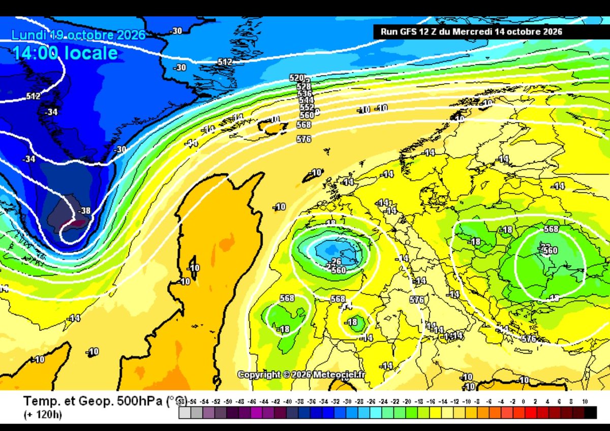 MeteoSantFost's tweet photo. 🌡️ Tant el GFS com l'ECMWF continuen apostant per un despenjament d'aire fred sobre la Península de cara a finals de setmana.
❓ El que encara falta definir és la trajectòria final de la baixa.
🌧️ D'això en dependrà quines zones acabin rebent les precipitacions més abundants. https://t.co/DH3lRpPBui