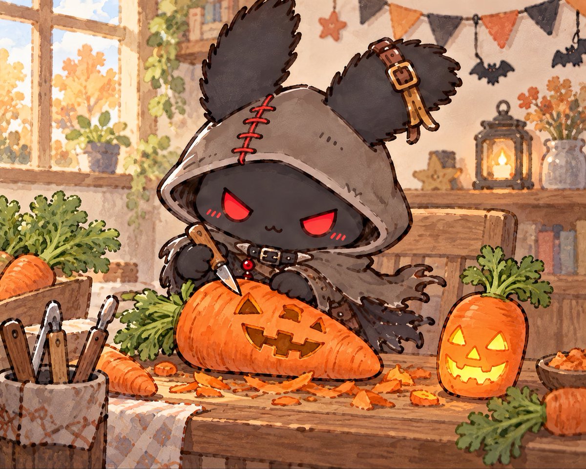 Yona_poporu's tweet photo. ハロウィンの準備するのだ！
🥕のランタンなのだ🎃 https://t.co/jXwHd1Br94