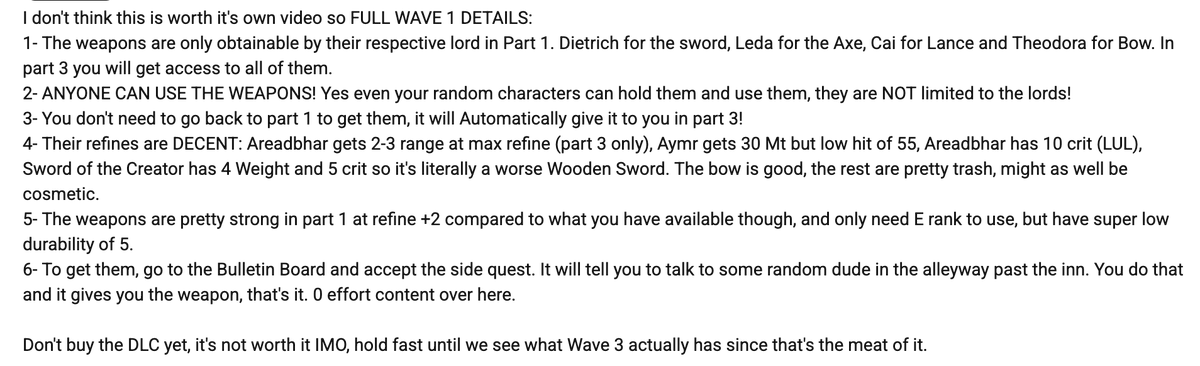 TheRealLinkKing's tweet photo. Fortune's Weave Wave 1 DLC Details in a Nutshell. Too lazy to make a video on something that's basically no content so here you go. https://t.co/UsdIZ3G5j5