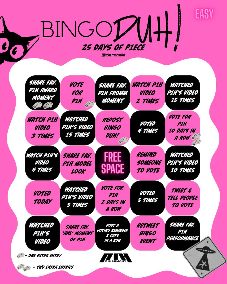 clarobellaa's tweet photo. Want a chance to win a P1H Basket??
Play some bingo and earn some entries! 
lets give back to p1harmony in a fun way!! 
Make sure to message &amp; follow me for entry of my raffle!! 
Have fun and remember to vote for P1harmony🧩
#bingoDUH #P1H #KCONERS #P1HARMONY #P1ECES https://t.co/y8diueN7Av