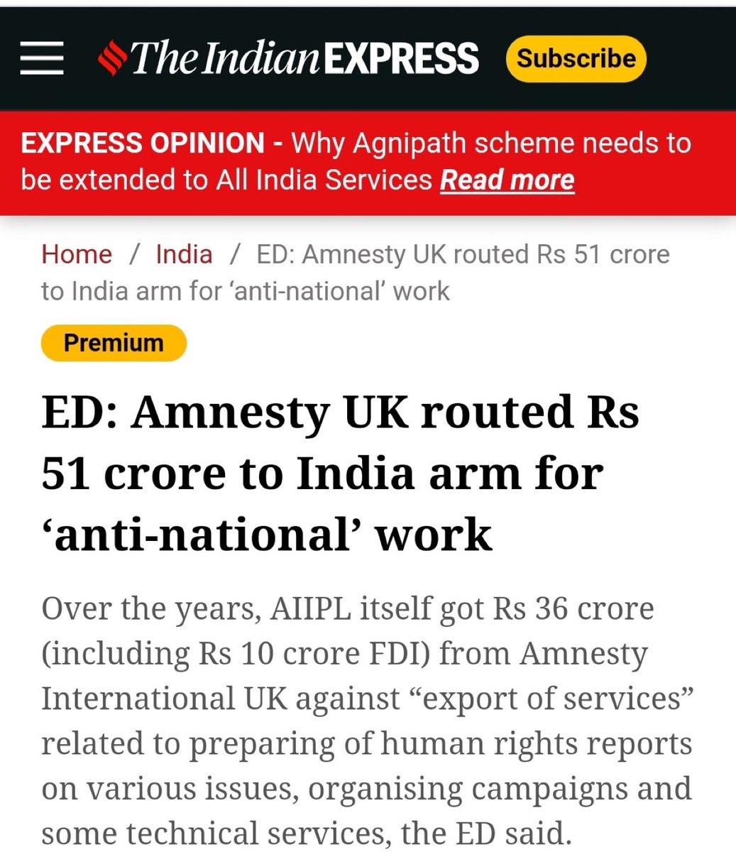 rishibagree's tweet photo. @amnestyusa All these so called global organisations like Amnesty international have always been an eye  wash... their main purpose is to spread unrest and disharmony in India.
Thanks to the Modi govt that these dangerous snakes are getting exposed. https://t.co/sxAraseF7g