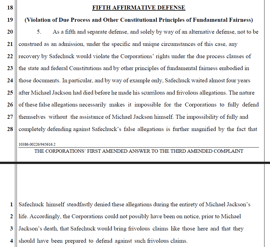 MJJRepository's tweet photo. 5) Violation of Due Process...Fundamental Fairness

"JS waited almost four years after MJ died before he made his scurrilous and frivolous allegations. The nature
of these false allegations necessarily makes it impossible for the Corporations to fully defend themselves w/out MJ." https://t.co/36avCunWNN